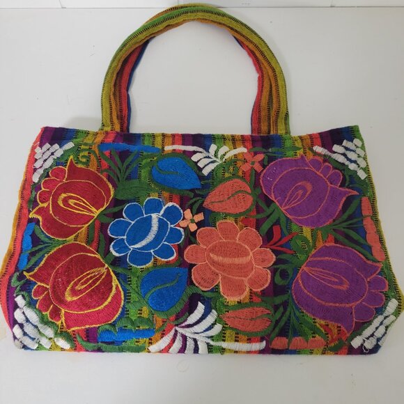 Handmade Floral Embroidered Mexican Shoulder Bag - Picture 9 of 12